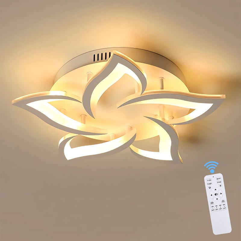 Aicoreray Modern LED Ceiling Lighting, Dimmable Led Ceiling Lights Living Room, 40W Flush Mount Ceiling Lights, 4800 Lumens Acrylic Leaf Close to Ceiling Lights for Bedroom Kitchen Hallway, Φ68cm