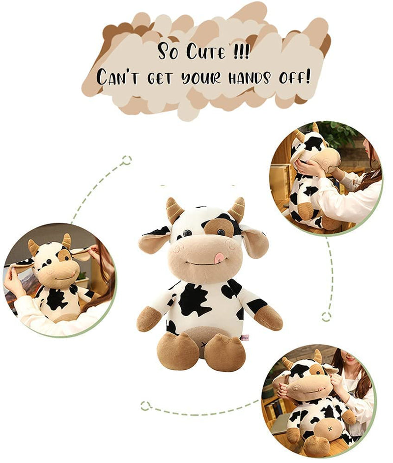 Cow Plush Toy, 40 cm Stuffed Animal Throw Plushie Pillow Doll, Soft Fluffy Friend Hugging Cushion - Present for Every Age & Occasion