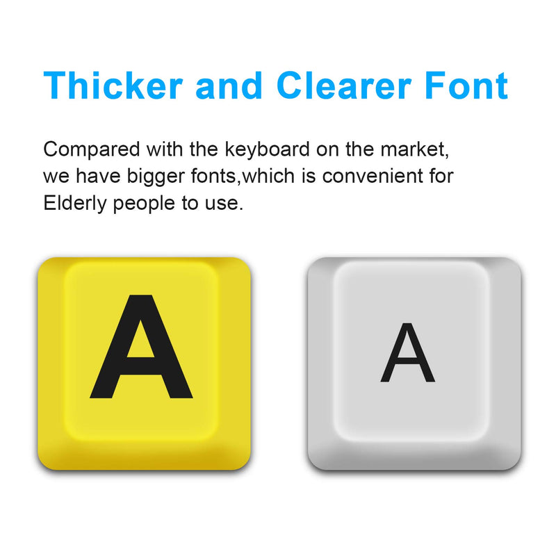 Large Print Computer Keyboard Wired USB High Visibility Keyboard, Elderly High Contrast Keyboard, Oversized Letter for Visually Impaired Low Vision Individuals (Yellow+Black)