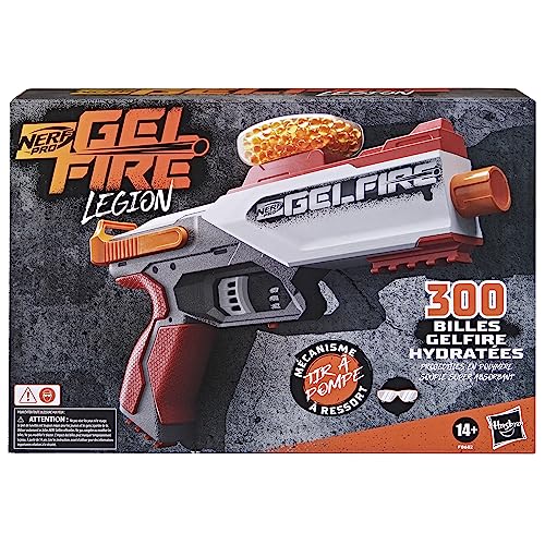 Nerf Pro Gelfire, Legion Spring Blaster, 300 Gelfire Balls, 130 Ball Hopper Loader, Glasses