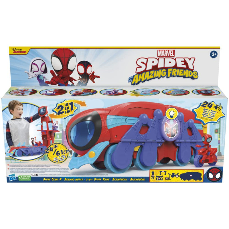 Marvel Spidey and His Amazing Friends Spider Crawl-R 2-in-1 Deluxe Headquarters Playset, Preschool Toy for Age 3 and Up