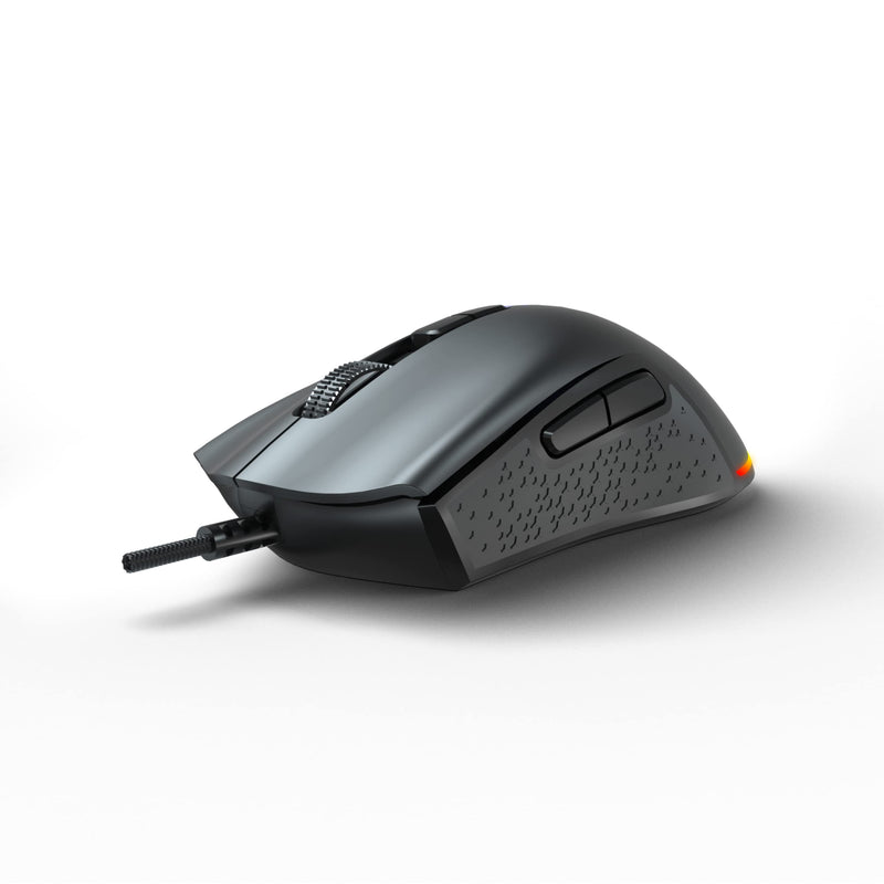 AOC GM530 Gaming Mouse with Optical Sensor, Ergonomic Shape, 16,000 Real DPI, 7 Light FX Button-Sync and Customizable G-Menu, Black, 16000 DPI, GM530B