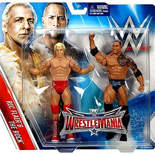 WWE Wrestling Toy - Wrestlemania 6 Inch Deluxe Action Figure 2 Pack - Rick Flair vs The Rock