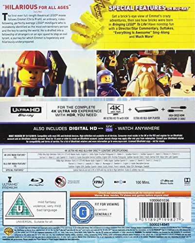 The LEGO® Movie [4K Ultra-HD] [2014] [Blu-ray] [Region A & B & C]