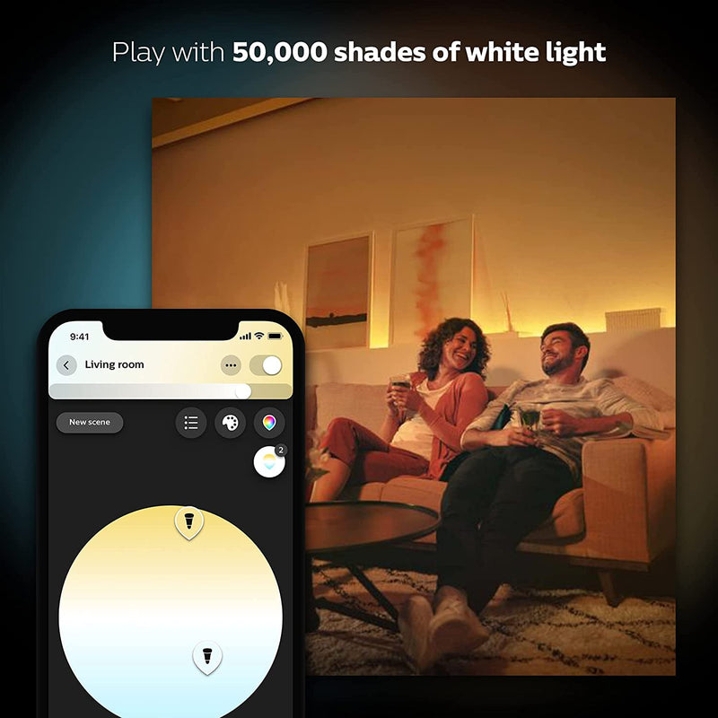 Philips Hue White Ambiance Smart Bulb Twin Pack LED [B22 Bayonet Cap] - 1100 Lumens (75W equivalent). Works with Alexa, Google Assistant and Apple Homekit