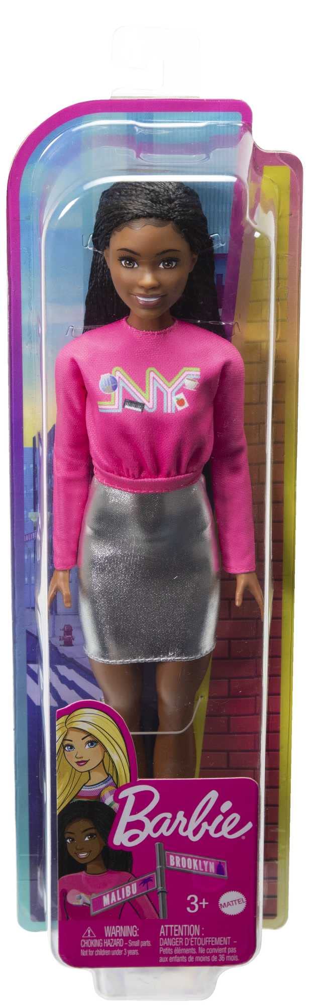 Barbie It Takes Two Barbie “Brooklyn” Roberts Doll (Braided Hair) Wearing Pink NYC Shirt, Metallic Skirt & Shoes, Gift for 3 to 7 Year Olds