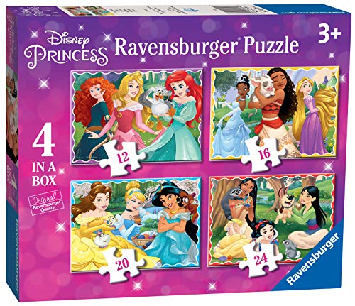 Ravensburger Disney Princess - 4 in Box (12, 16, 20, 24 Piece) Jigsaw Puzzles for Kids Age 3 Years Up