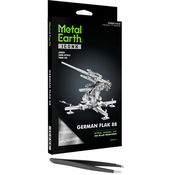 Metal Earth Fascinations Premium Series German Flak 88 3D Metal Model Kit Bundle with Tweezers