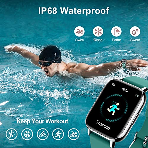 Smart Watch, Fitness Tracker 1.69" Touch Screen Heart Rate Sleep Monitor, IP68 Waterproof Fitness Watch, 24 Modes, Pedometer Step Activity Trackers Smartwatch for Men Women for Android iOS Cyan