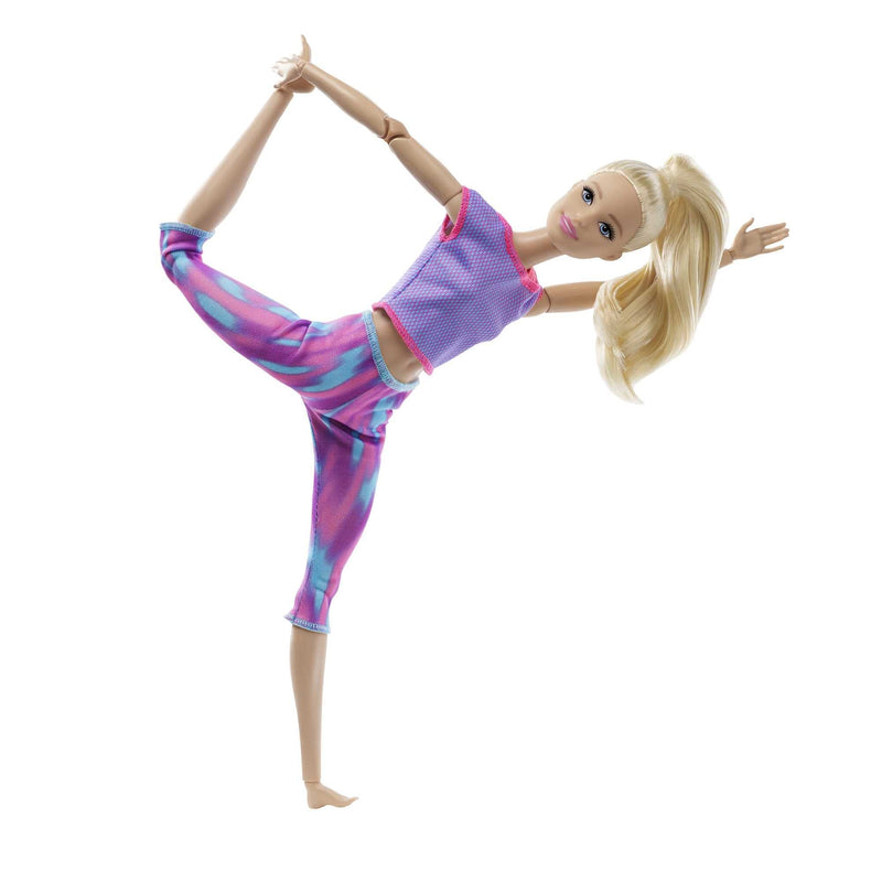 Barbie Made to Move Doll with 22 Flexible Joints & Long Blonde Ponytail Wearing Athleisure-wear for Kids 3 to 7 Years Old, GXF04