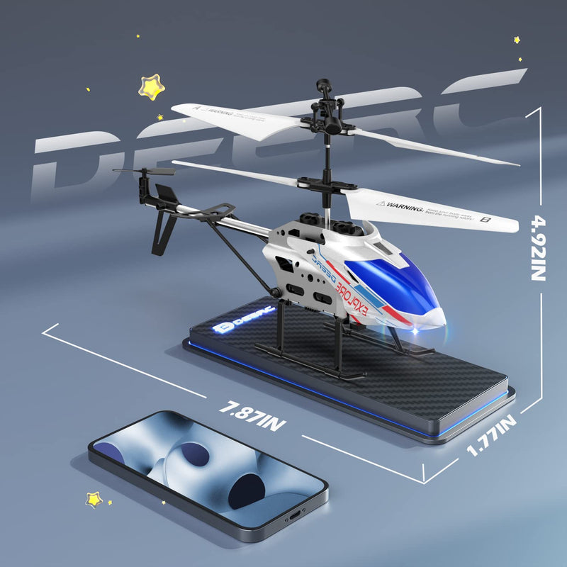 DEERC Remote Control Helicopter, 3.5 CH Altitude Hold RC Helicopters w/Gyro for Beginner, 2 Shells LED Light One Key Take Off/Landing, 2.4GHz Aircraft Indoor Flying Toy for Kids Boys Girls