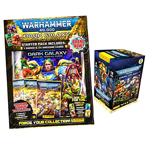 Panini Warhammer 40,000 Dark Galaxy Cards - Trading Cards (2023) - 1 Starter + 1 Display in Bundle with 10 STRONCARD Cases