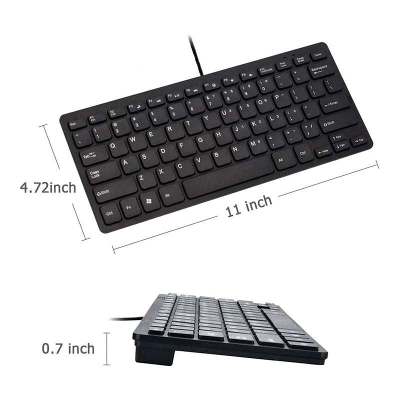 ASIDE USB Wired Mini Keyboard, Slim Ergonomic Keyboard Small Compact Simple Wired Business Keyboard for Laptop and Desktop Computer, Plug and Play