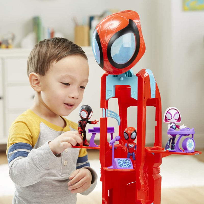 Marvel Spidey and His Amazing Friends Spider Crawl-R 2-in-1 Deluxe Headquarters Playset, Preschool Toy for Age 3 and Up