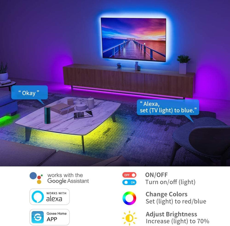 Govee Alexa LED Strip Lights 10m, Smart WiFi App Control, Works with Alexa and Google Assistant, Music Sync Mode, for Home TV Party, 2 Rolls of 5m