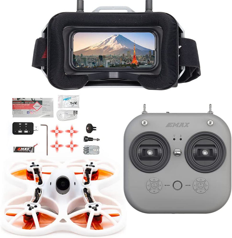 EMAX FPV Drone EZ Pilot Pro RTF Kit, First Person View Drone with 1200TVL E01 Camera, 25-100-200 VTX Switchable, Mini Drone with Goggles and E8 Transmitter for Kids Adults and Beginners