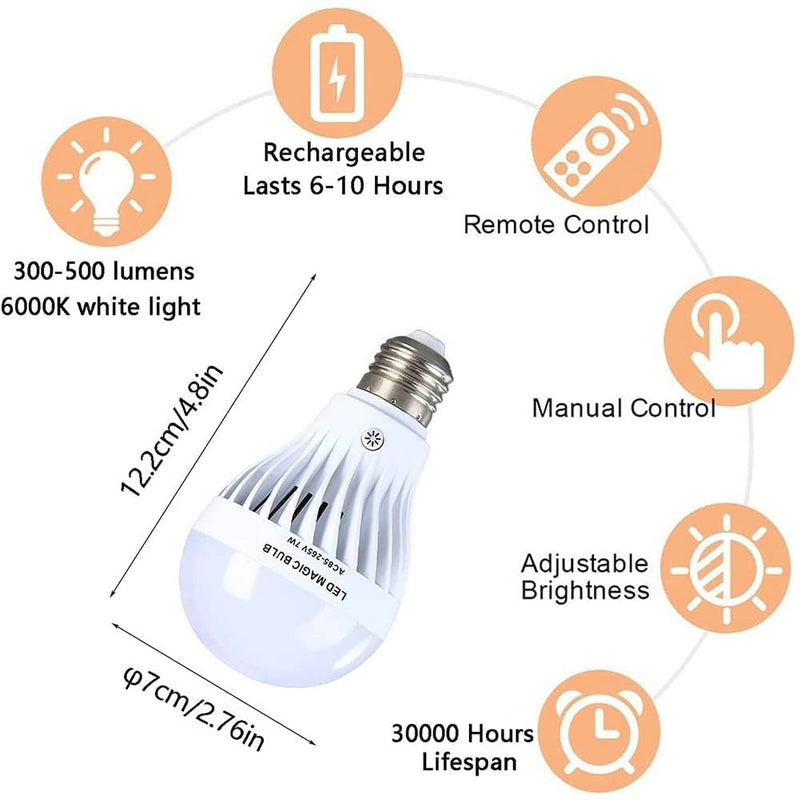 EBILUN 7W E27 LED Newly Design Smart Emergency Bulb Household Lighting Bulbs Multifunction Rechargeable Emergency Bulb Energy Saving Indoor Lighting Flashlight (Warm White Light)