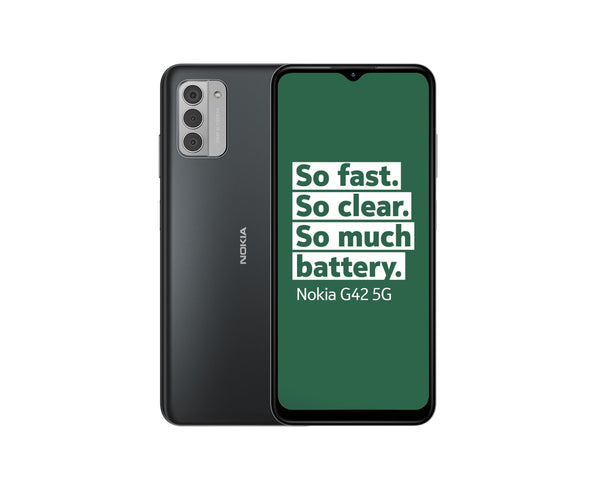 Nokia G42 5G 6.56” HD+ Smartphone Featuring Triple rear 50MP AI camera, 6GB/128GB Storage, 3-day battery life, Android 13, OZO 3D audio capture, QuickFix repairability and Dual SIM - Grey