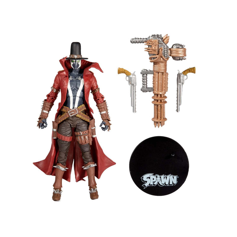 McFarlane Toys, Spawn Comic 7-inch Gunslinger Gatling Gun Spawn Action Figure with 22 Moving Parts, Collectible DC Figure with Accessories and Collectors Stand Base – Ages 12+