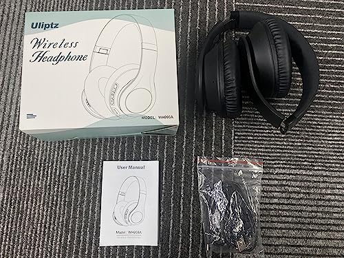 Uliptz Wireless Headphones Over Ear, 65 Hrs Playtime Bluetooth Headphones, 6 EQ Modes Foldable Lightweight Headphones Wireless, Foldable Bluetooth 5.3 Headphones for Travel/Office/PC (Black)