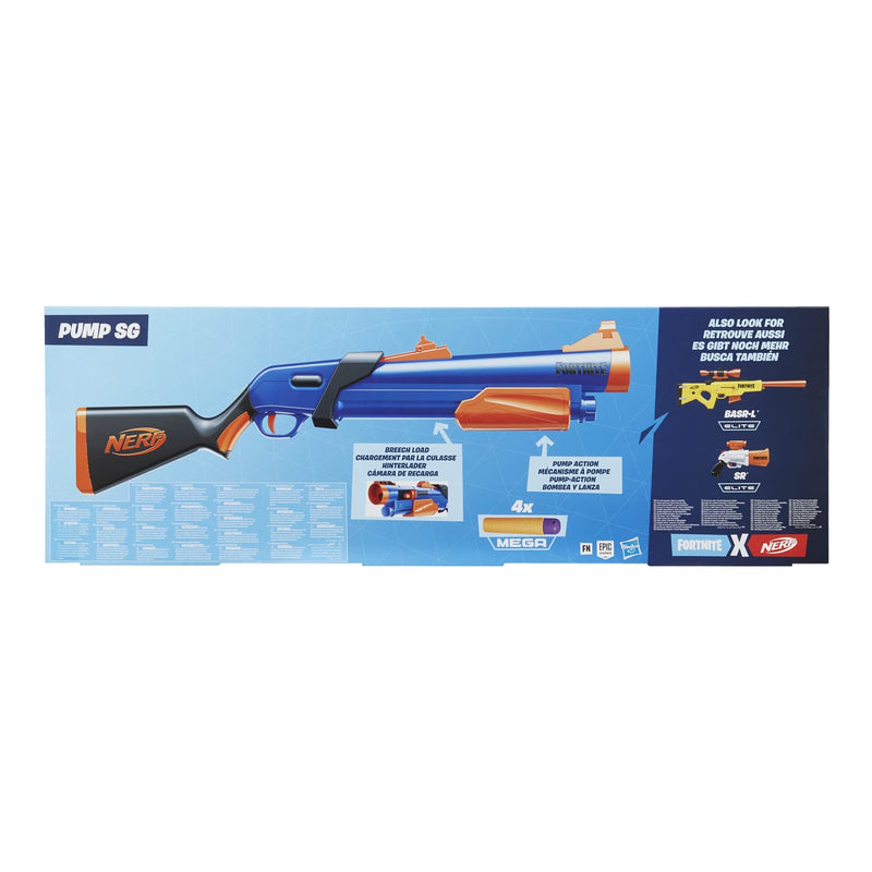 Nerf Fortnite Pump SG Blaster, Pump Action Mega Dart Blasting, Breech Load, 4 Nerf Mega Darts, for Youth, Teens, Adults F0318