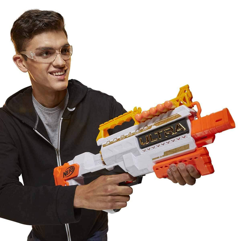 Nerf Ultra Dorado Motorised Blaster, Gold Accents, Fast-Back Loading, 12 Darts, Compatible Only Ultra Darts, 7.62 x 63.5 x 26.67 cm, F2017