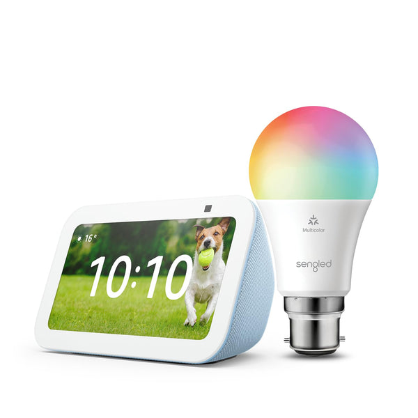 Echo Show 5 (3rd generation) | Cloud Blue + Sengled LED Smart Light Bulb (B22), Works with Alexa - Smart Home Starter Kit