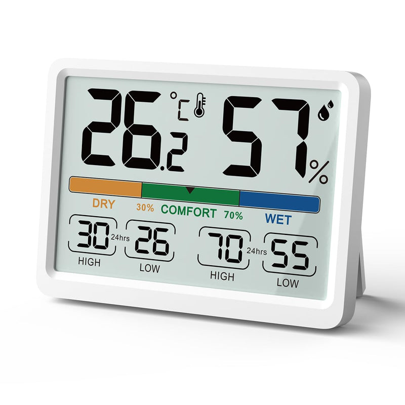 Humidity and Temperature Monitor - AIMILAR Digital Indoor Thermometer with High Low History, ℉ / ℃ Selectable, Easy to Use, Calibrate-able, Magnetic Option and Clear Display