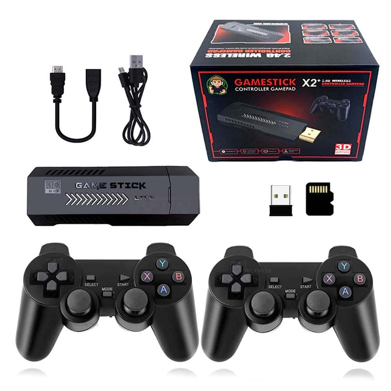 128GB Retro Games Console,X2 Plus Game Stick Retro Console Double Wireless Controller,40000+ Games