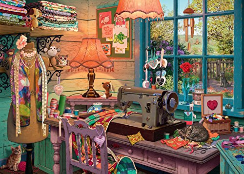 Ravensburger My Haven No.4 The Sewing Shed 1000 Piece Jigsaw Puzzle for Adults and for Kids Age 12 and Up, Multicolor