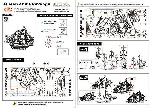 Metal Earth Fascinations Premium Series Queen Anne's Revenge 3D Metal Model Kit Bundle with Tweezers