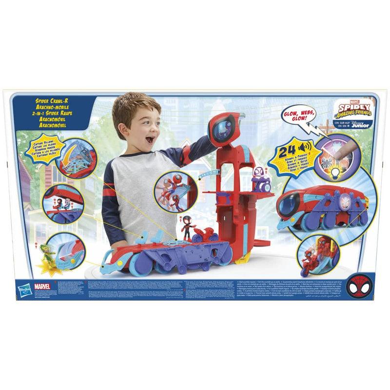 Marvel Spidey and His Amazing Friends Spider Crawl-R 2-in-1 Deluxe Headquarters Playset, Preschool Toy for Age 3 and Up