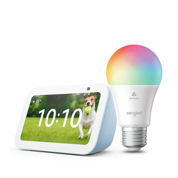 Echo Show 5 (3rd generation) | Cloud Blue + Sengled LED Smart Light Bulb (E27), Works with Alexa - Smart Home Starter Kit