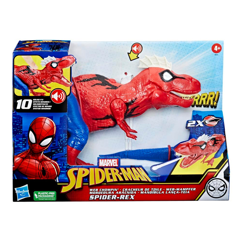 Marvel Hasbro Spider-Man Web Chompin' Spider-Rex Action Figure, Sounds and Dino Blast Action, Multicolor, Superhero Toys for Children 4 and Up