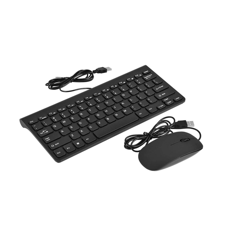 Richer-R Wired Keyboard and Mouse Set,Portable and Lightweight Ultra-Thin USB Wired Keyboard Optical Mouse Mice Set Combo for PC Laptop(Black)