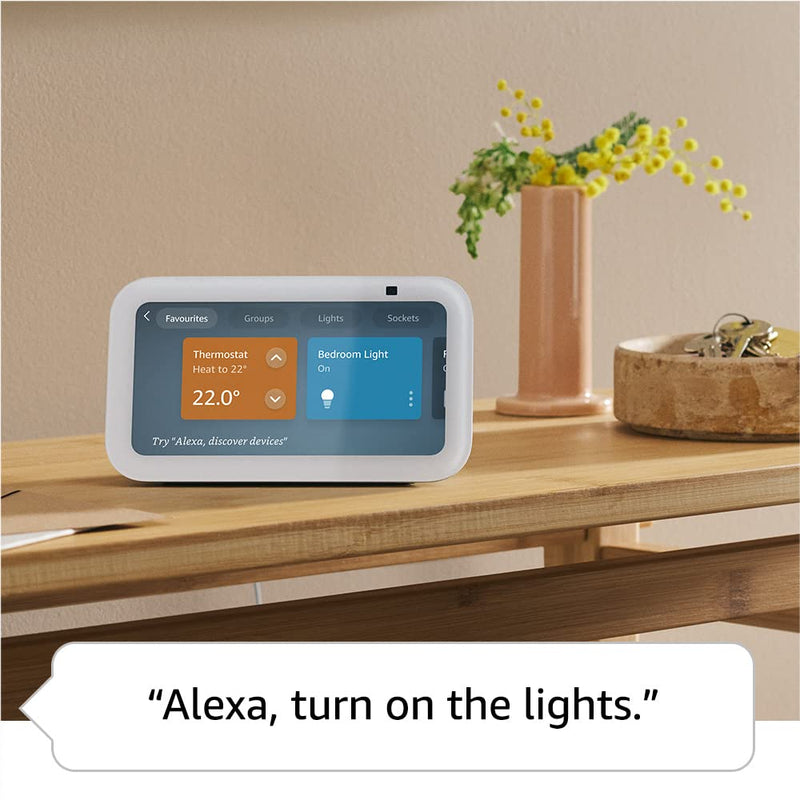 Echo Show 5 (3rd generation) I Smart display and alarm clock with clearer sound I Cloud blue