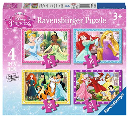 Ravensburger Disney Princess-4 in Box (12, 16, 20, 24 Piece) Jigsaw Puzzles For Kids Age 3 Years and Up