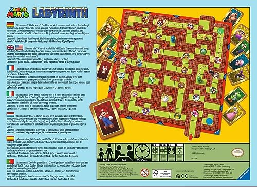 Ravensburger Super Mario Brothers Labyrinth - Moving Maze Family Board Game for Kids Age 7 Years Up - 2 to 4 Players, White