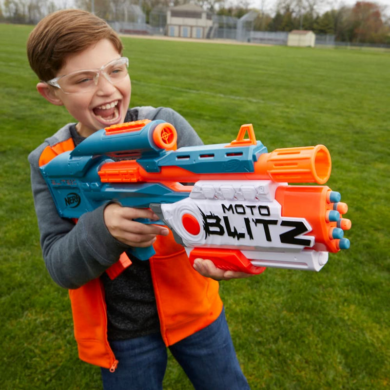 Nerf Elite 2.0 Motoblitz CS-10 Blaster, Motorised 10-Dart Blasting, Airblitz 6 Darts At Once, Clip, 22 Elite Darts