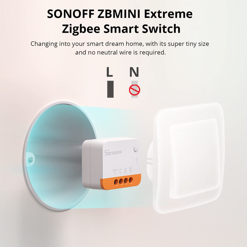 No Neutral Wire Required, SONOFF ZBMINIL2 Zigbee Smart Light Switch (2 Way), Works with Alexa, SmartThings Hub, Google Home&SONOFF ZBBridge-P, ZigBee Hub Required- A Certified for Humans Device