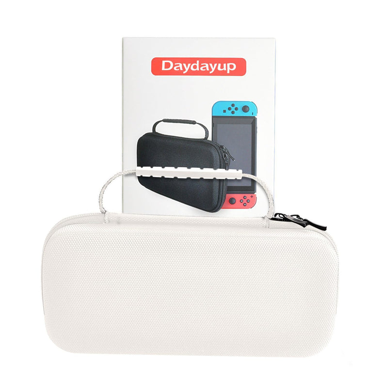 daydayup Switch Case Compatible with Nintendo Switch/Switch OLED - Carrying Case with 20 Game Cartridges, Protective Hard Shell Travel Case Pouch for Nintendo Switch Console & Accessories (White)