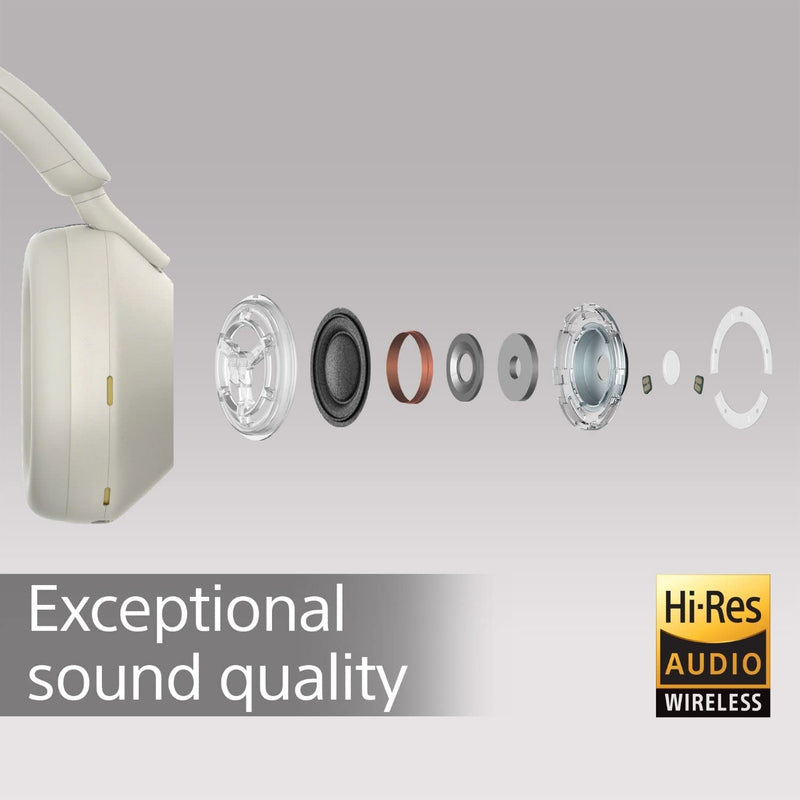 Sony WH-1000XM5 Noise Cancelling Wireless Headphones - 30 hours battery life - Over-ear style - Optimised for Alexa and the Google Assistant - with built-in mic for phone calls - Silver