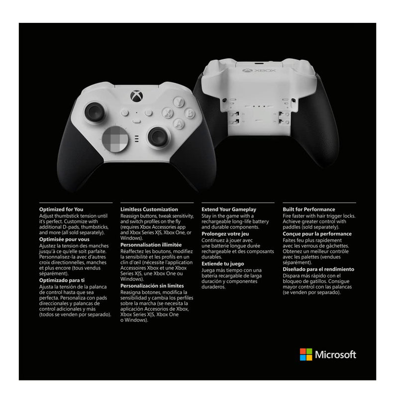 Xbox Elite Bluetooth Wireless Controller Series 2 - Core Edition (White) For PC, Xbox Series X|S, Xbox One, Windows 10, Mobile