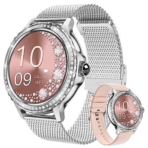 BOCLOUD Smart Watch for Women, Smartwatches for iPhone Android, with Blood Oxygen/Heart Rate/Sleep Monitor/Message Dispaly/Make Calls, IP68 Fitness Tracker with Multiple sports Modes (Silver)