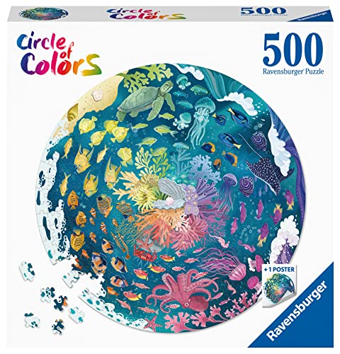 Ravensburger Circle of Colours - Oceans Circular 500 Piece Jigsaw Puzzle for Adults and Kids Age 10 Years Up