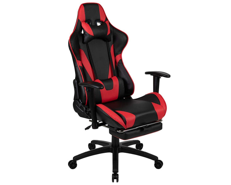 Flash Furniture X30 Gaming Chair, Ergonomic Office Chair for PC and Gaming Setups, Adjustable Racing Chair with Fully Reclining Back Support, Black Gaming Chair with Red Trim