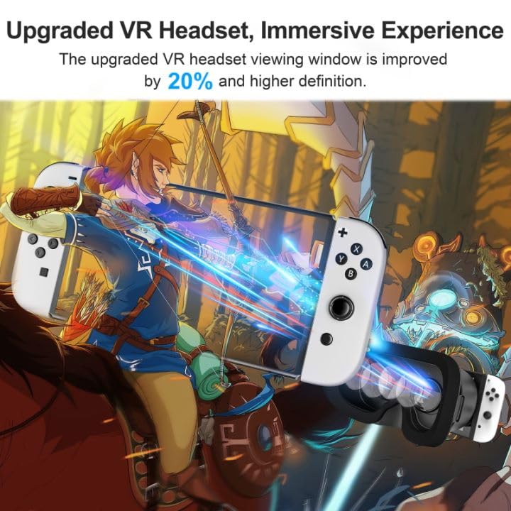 VR Headset Compatible with Nintendo Switch & Nintendo Switch OLED Model, Upgraded with Adjustable HD Lenses, Virtual Reality Glasses for Original Nintendo Switch