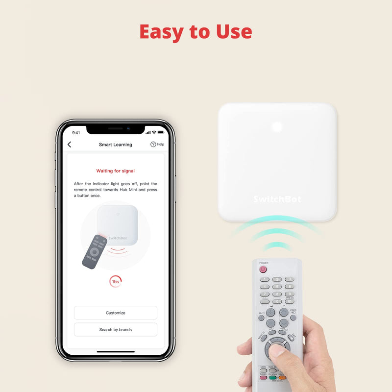 SwitchBot Mini Smart Remote Control, Universal IR Remote Hub for Smart Home, for TV and Air Conditioner, Connect SwitchBot Devices to WiFi, Works with Alexa, Google Home