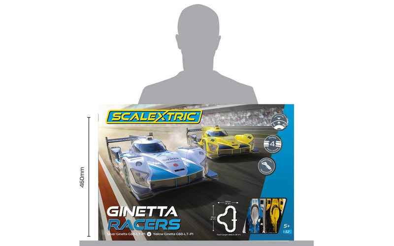 Scalextric Ginetta Racers Race Set - Electric Race Car Track Set for Ages 5+, Slot Car Race Tracks - Includes: 2x Cars, Track, 1x Powerbase & 2x Controllers - 1:32 Scale Race Sets