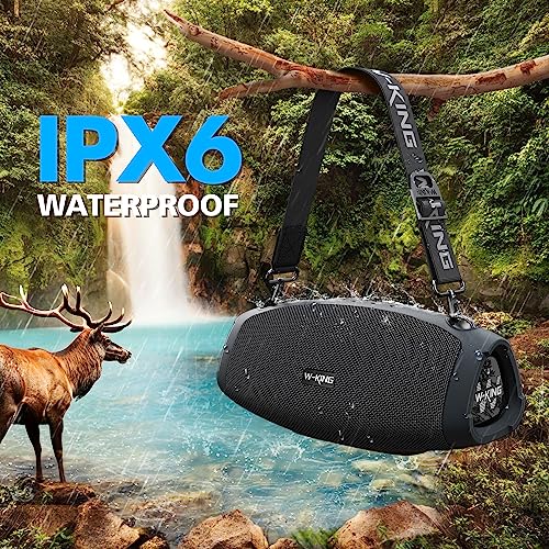 W-KING Portable Bluetooth Speaker Loud with Wireless Microphone, 70W Waterproof Wireless Bluetooth Speaker for Outdoor Party, Deep Bass - Triple Passive Radiators/DSP/42H/TF/AUX/EQ/Power Bank/Opener